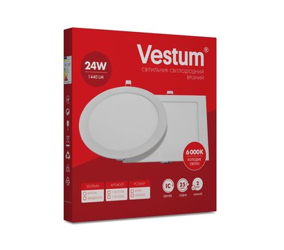 Зображення 3 LED світильник Vestum 1-VS-5206 24W 6000K 220V на 24 Вт