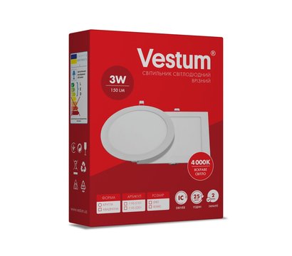 Зображення 3 LED світильник Vestum 1-VS-5201 3W 4000K 220V алюміній + пластик