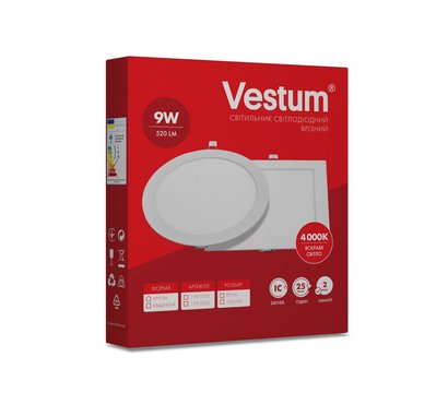 Изображение 3 Светодиодный светильник Vestum 1-VS-5203 9W 4000K 220V бытовой