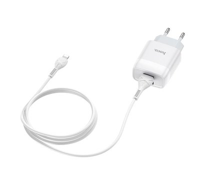 Зображення 4 Зарядний пристрій Hoco C73A Glorious (2USB, 2.4А) White – 6931474713056 + кабель Lightning