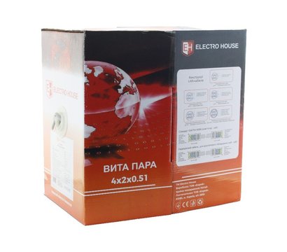 Зображення 2 Кабель вита пара ElectroHouse UTP 5е 4х2х0,51 CCA вуличний (ал+мідь) 305м