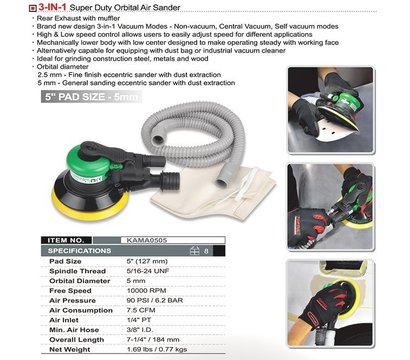 Изображение 2 Пневмошлифмашина Toptul KAMA0505