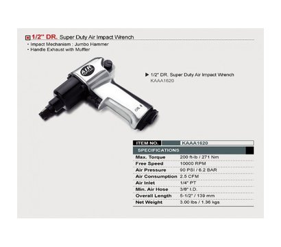 Зображення 2 Пневмоінструмент Toptul 1/2" 271N/m - KAAA1620