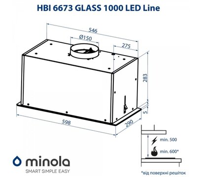 Зображення 10 Витяжка Minola HBI 6673 BL GLASS 1000 LED Line