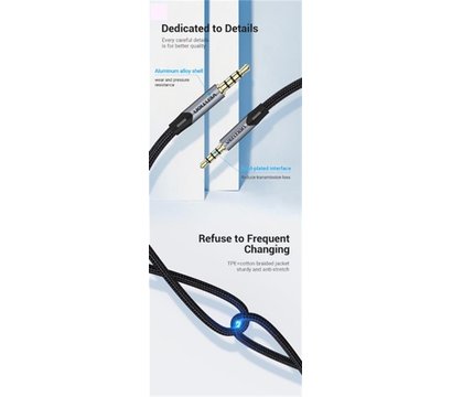 Изображение 3 Аудио кабель Vention Audio 3.5 mm - 3.5 mm 2 m, Metal Type, Silver - BAQHH