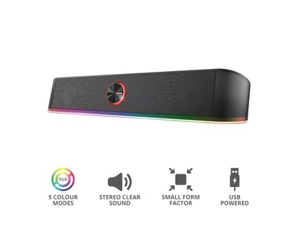 Зображення 2 Акустична система 1.0 Trust GXT 619 Thorne RGB Illuminated Soundbar Black – 24007
