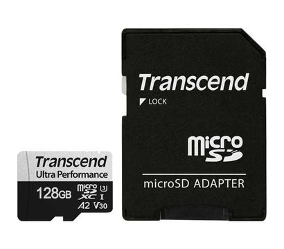 Изображение 2 Карта памяти Transcend 330S UHS-I/U3 microSDXC 128GB Class 10 + SD адаптер - TS128GUSD340S, Объем памяти: 128 Гб