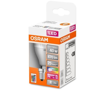 Изображение 2 LED лампа Osram Led Star Е14 5.5-40W 2700K+RGB 220V Р45 на