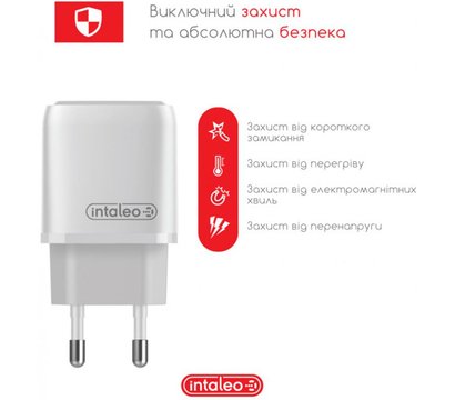 Зображення 3 Зарядний пристрій Intaleo TCGQPD120L (1USBx3A) White + кабель Lightning – 1283126510007