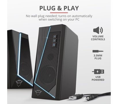 Зображення 3 Акустична система 2.0 Trust GXT 609 Zoxa RGB Illuminated Set Black – 24070