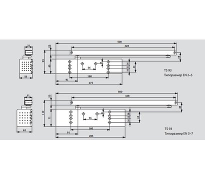 Изображение 2 Доводчик Dorma TS 93 G ЕN 5/6/7 Grey/White до 140 кг