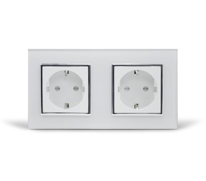 Зображення 2 Розетка Livolo VL-C7C2EU-11C White+Chrome glass прихованого типу