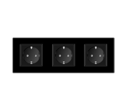 Изображение 2 Розетка Livolo VL-C7C3EU-12 16А Black glass 3-портовая