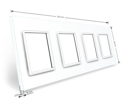 Изображение 3 Рамка для розетки Livolo VL-C7-SR/SR/SR/SR-11 White glass четверная