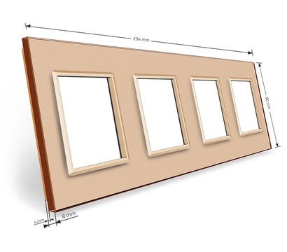 Зображення 3 Рамка для розетки Livolo VL-C7-SR/SR/SR/SR-13 Gold glass
