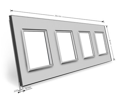 Изображение 3 Рамка для розетки Livolo VL-C7-SR/SR/SR/SR-15 Grey glass четверная