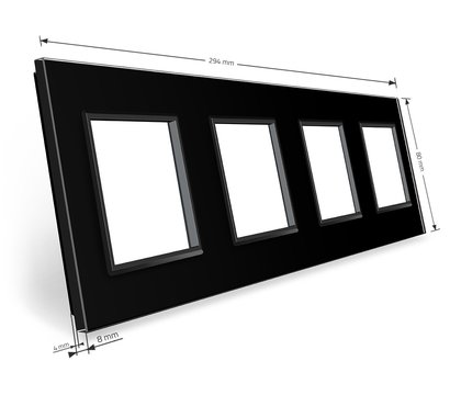 Изображение 3 Рамка для розетки Livolo VL-C7-SR/SR/SR/SR-12 Black glass