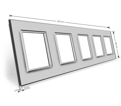 Изображение 3 Рамка для розетки Livolo VL-C7-SR/SR/SR/SR/SR-15 Grey glass