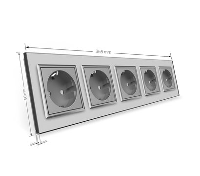 Изображение 4 Розетка Livolo VL-C7C5EU-15 16А Grey glass скрытого типа
