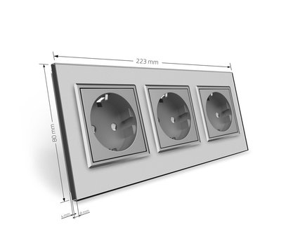 Изображение 5 Розетка Livolo VL-C7C3EU-15 16А Grey glass 3-портовая