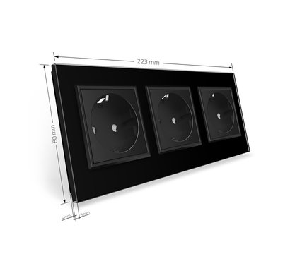 Изображение 5 Розетка Livolo VL-C7C3EU-12 16А Black glass 3-портовая
