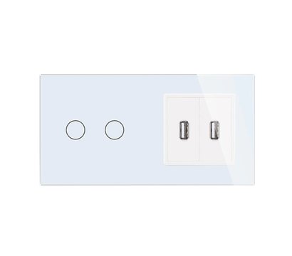 Зображення 2 Сенсорний вимикач Livolo VL-C702/2USB-11 USB White glass біле