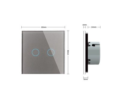 Изображение 2 Сенсорный выключатель Livolo VL-C702IH-15 Grey glass серое