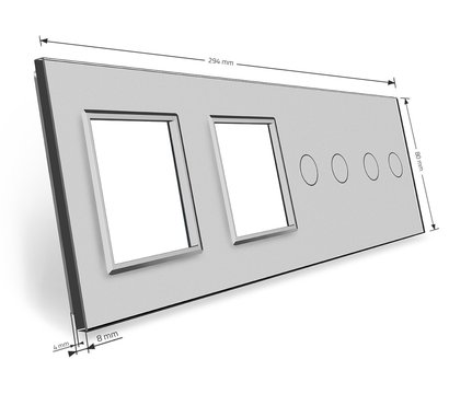 Изображение 3 Лицевая панель+рамка Livolo VL-C7-C2/C2/SR/SR-15 Grey glass
