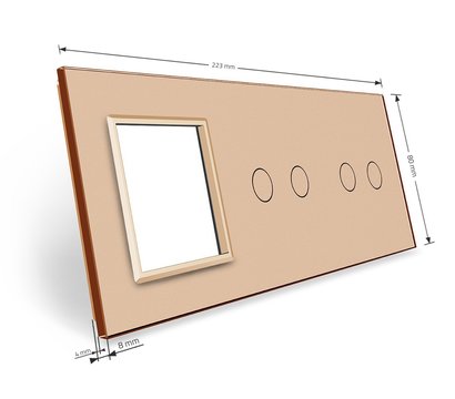 Изображение 3 Лицевая панель+рамка Livolo VL-C7-C2/C2/SR-13 Gold glass