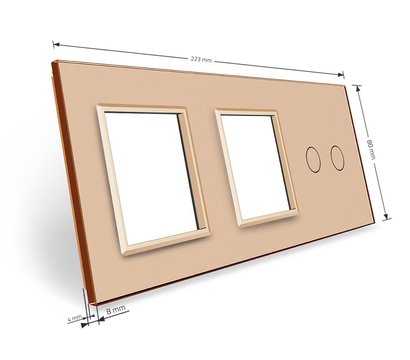 Изображение 3 Лицевая панель+рамка Livolo VL-C7-C2/SR/SR-13 Gold glass