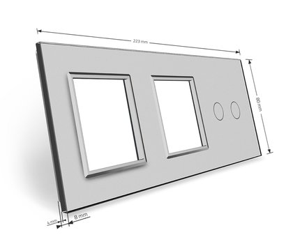 Изображение 3 Лицевая панель+рамка Livolo VL-C7-C2/SR/SR-15 Grey glass