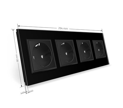 Изображение 4 Розетка Livolo VL-C7C4EU-12 16А Black glass 4-портовая