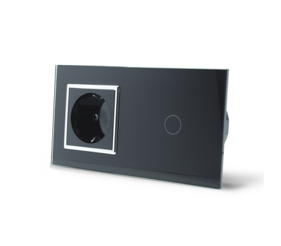 Изображение 2 Сенсорный выключатель Livolo VL-C701/C7C1EU-12C Black+Chrome glass черное