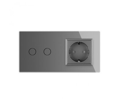 Изображение 2 Сенсорный выключатель Livolo VL-C702/C7C1EU-15 Grey glass серое