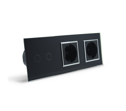 Изображение 3 Сенсорный выключатель Livolo VL-C702/C7C2EU-12C Black+chrome glass черное