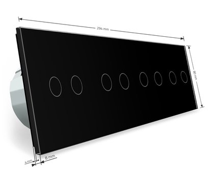 Изображение 5 Сенсорный выключатель Livolo VL-C708-12 Black glass черное