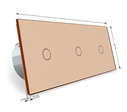 Изображение 5 Сенсорный выключатель Livolo VL-C701/C701/C701-13 Gold glass золотое