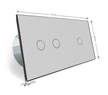 Изображение 5 Сенсорный выключатель Livolo VL-C701/C702-15 Grey glass серое