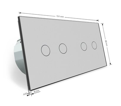 Изображение 5 Сенсорный выключатель Livolo VL-C702/C702-15 Grey glass серое