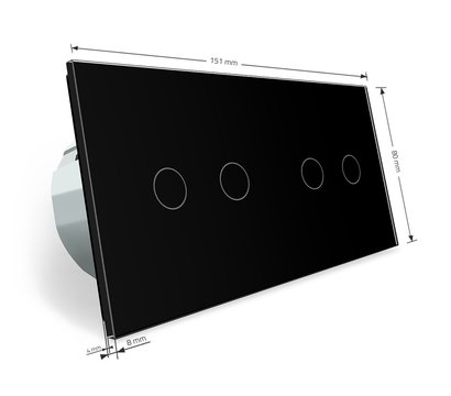 Изображение 5 Сенсорный выключатель Livolo VL-C702/C702-12 Black glass черное