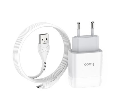 Изображение 2 Зарядное устройство Hoco C72A Glorious (1USB, 2.1А) White (6931474713001) + кабель MicroUSB - 6931474713001