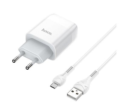 Изображение 4 Зарядное устройство Hoco C72A Glorious (1USB, 2.1А) White (6931474713001) + кабель MicroUSB - 6931474713001