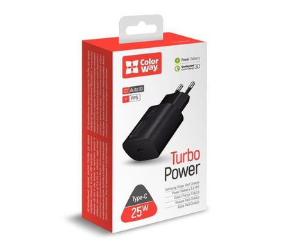 Зображення 4 Зарядний пристрій ColorWay Power Delivery Port PPS USB Type-C (25W) Black – CW-CHS033PD-BK