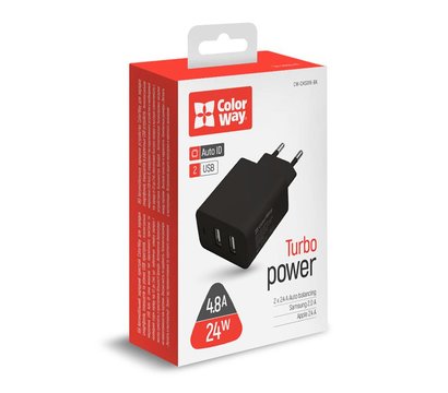 Зображення 5 Зарядний пристрій ColorWay AutoID (2USB 4.8A) Black — CW-CHS016-BK