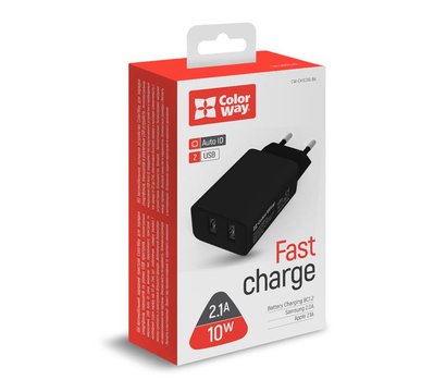 Зображення 5 Зарядний пристрій ColorWay (2USB;2.1A) Black – CW-CHS015-BK