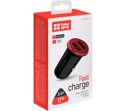 Изображение 3 Зарядное устройство ColorWay (2USB,3.4A, 17W) Red/Black – CW-CHA026-BK