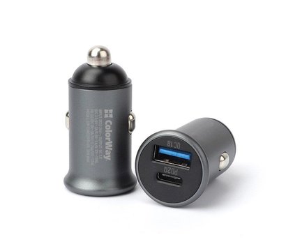 Зображення 3 Зарядний пристрій ColorWay (2USBx3A, 38W) Power Delivery Port+QC3.0 Gray – CW-CHA029PD-GR