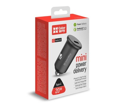 Изображение 7 Зарядное устройство ColorWay (1USBx3A, 20W) Power Delivery Port Gray – CW-CHA028PD-GR