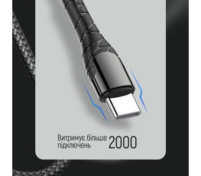 Зображення 8 Кабель ColorWay USB Type-C - USB Type-C PD Fast Charging, 3А, 65W, 1м Grey - CW-CBPDCC040-GR
