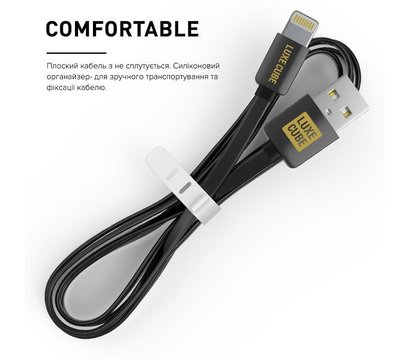 Зображення 4 Кабель Luxe Cube Flat USB-Lightning, 1м, Black - 2231252964019